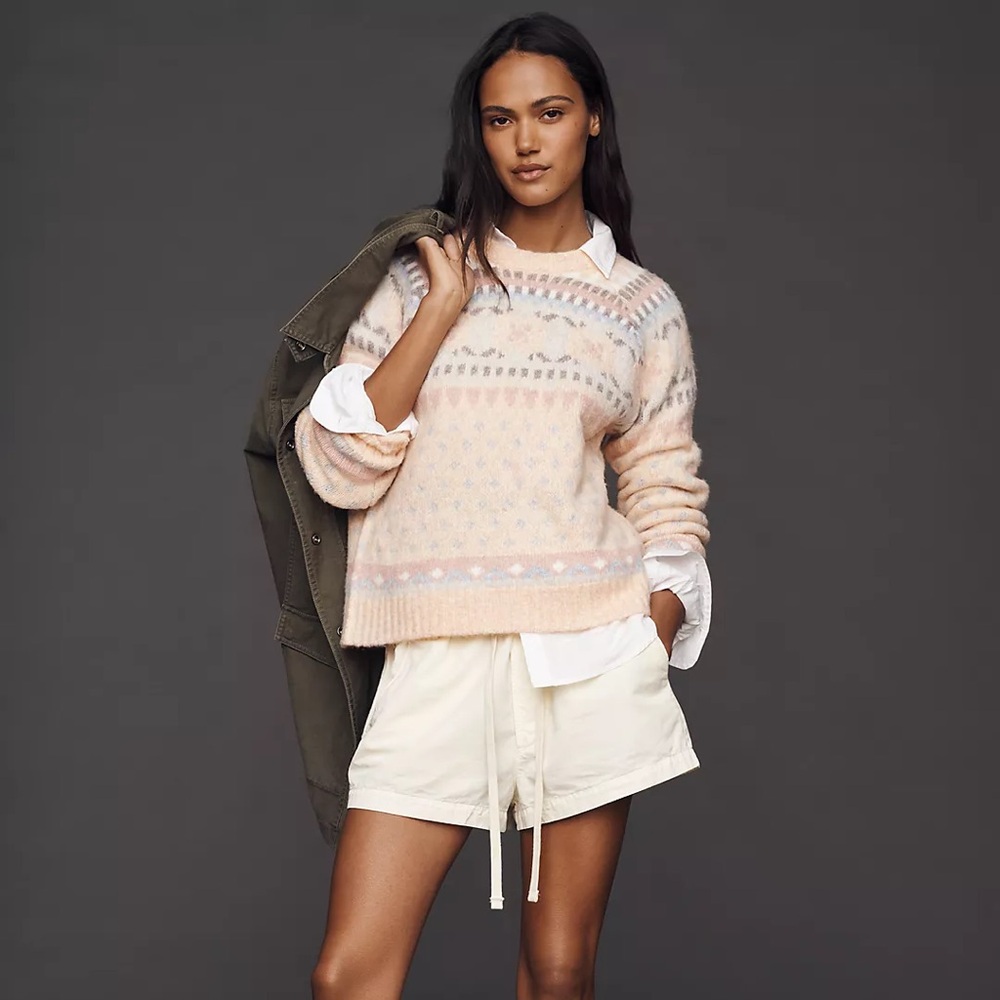 NWT Anthropologie Design History Pastel Long-Sleeve Crewneck Sweater Size Medium
